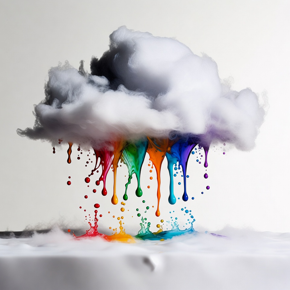 Colorful cloud with paint drips Colorful cloud with paint drips