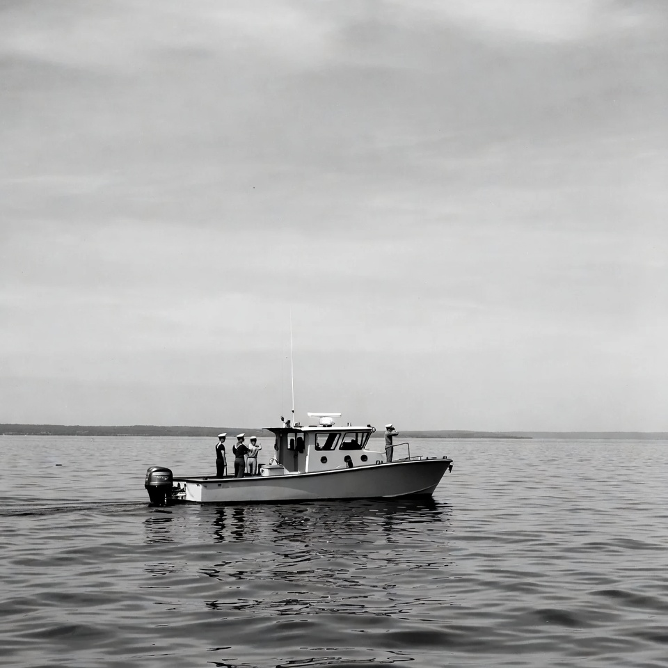 Fishing boat on calm water Fishing boat on calm water