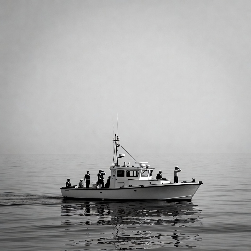 Fishing boat on calm water Fishing boat on calm water