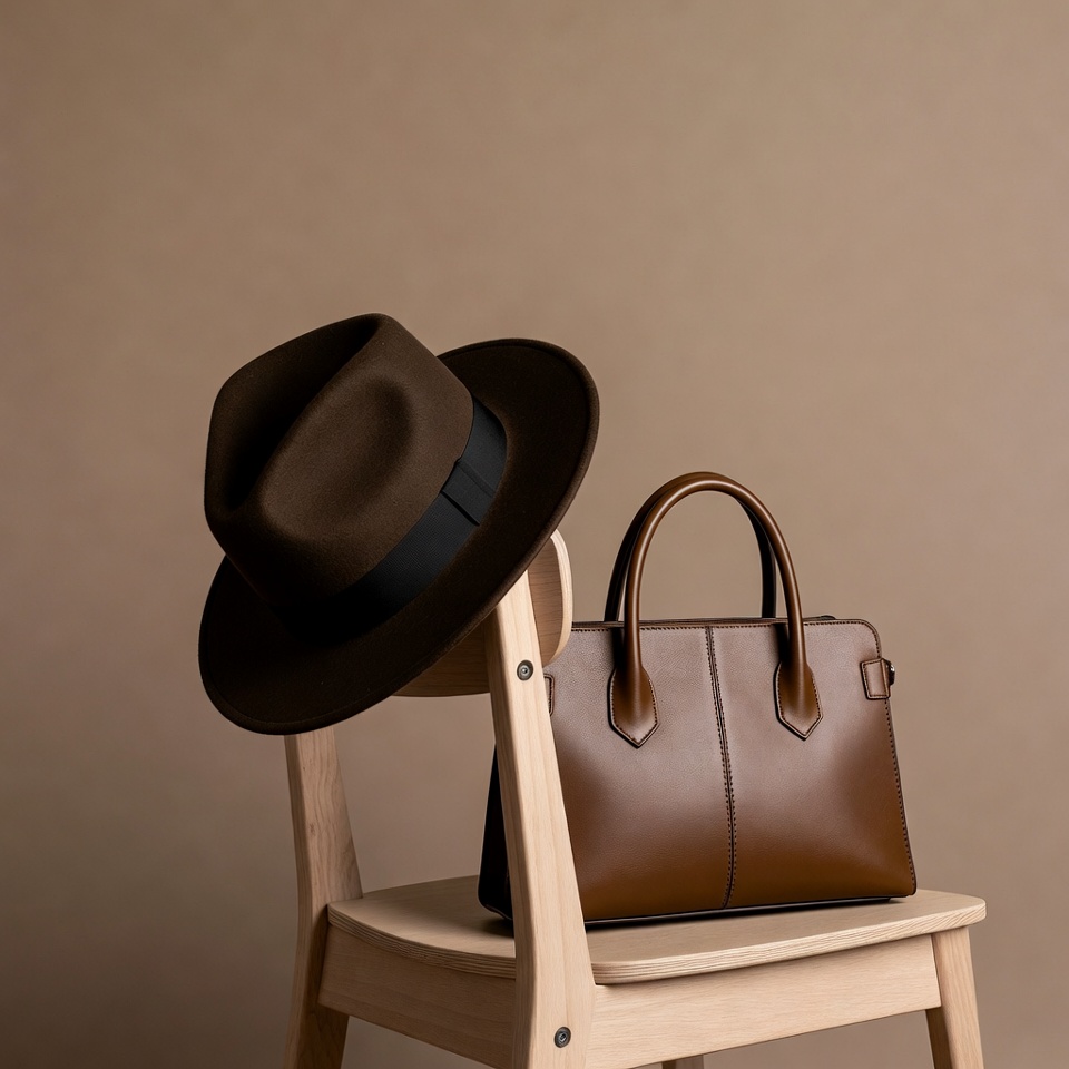 Hat and bag on chair Hat and bag on chair