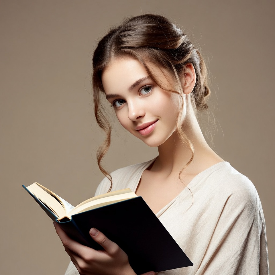 Young woman reading a book indoors Young woman reading a book indoors
