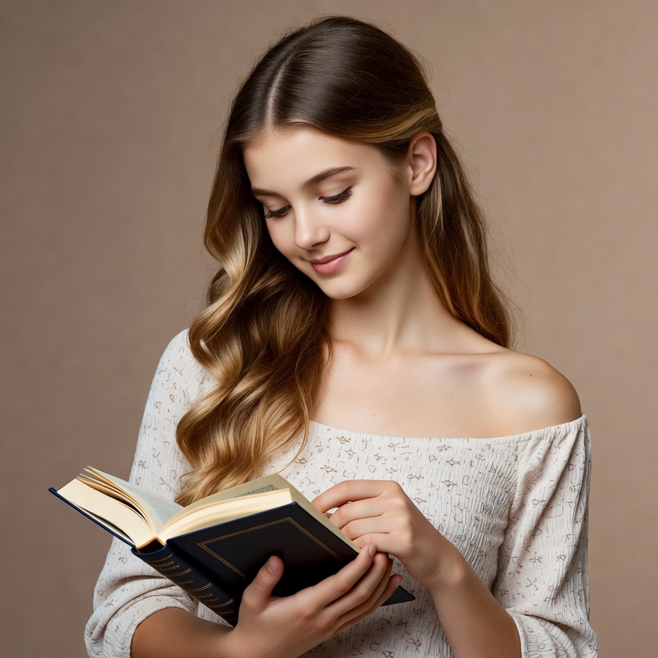 Young woman reading book indoors Young woman reading book indoors