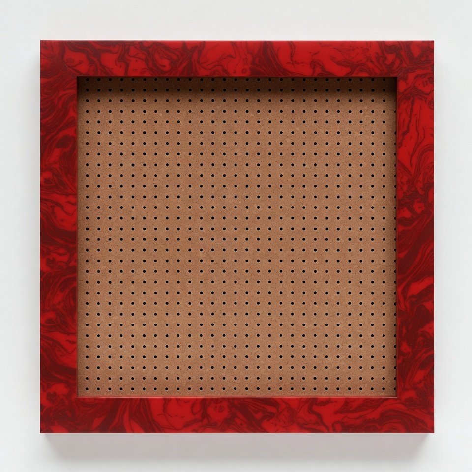 Red frame with perforated board Red frame with perforated board