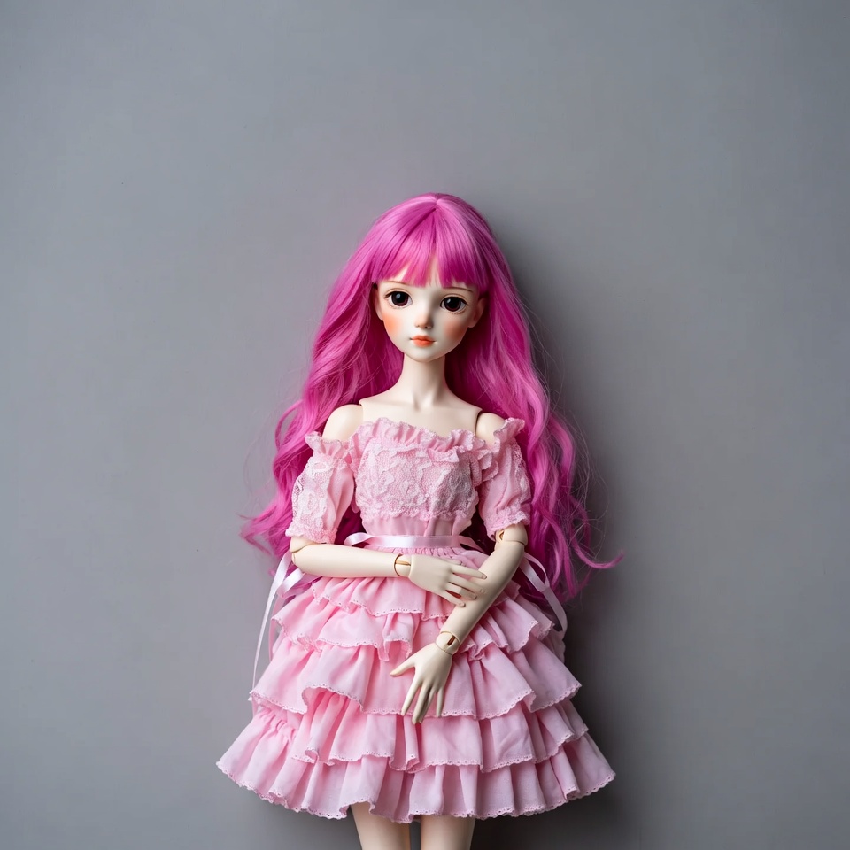 Doll in pink dress with long hair Doll in pink dress with long hair