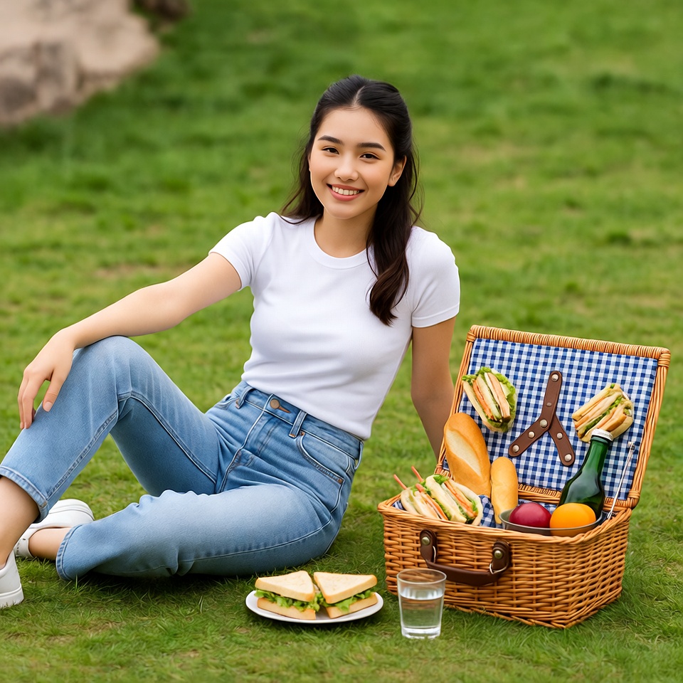 Picnic on the grass with food Picnic on the grass with food