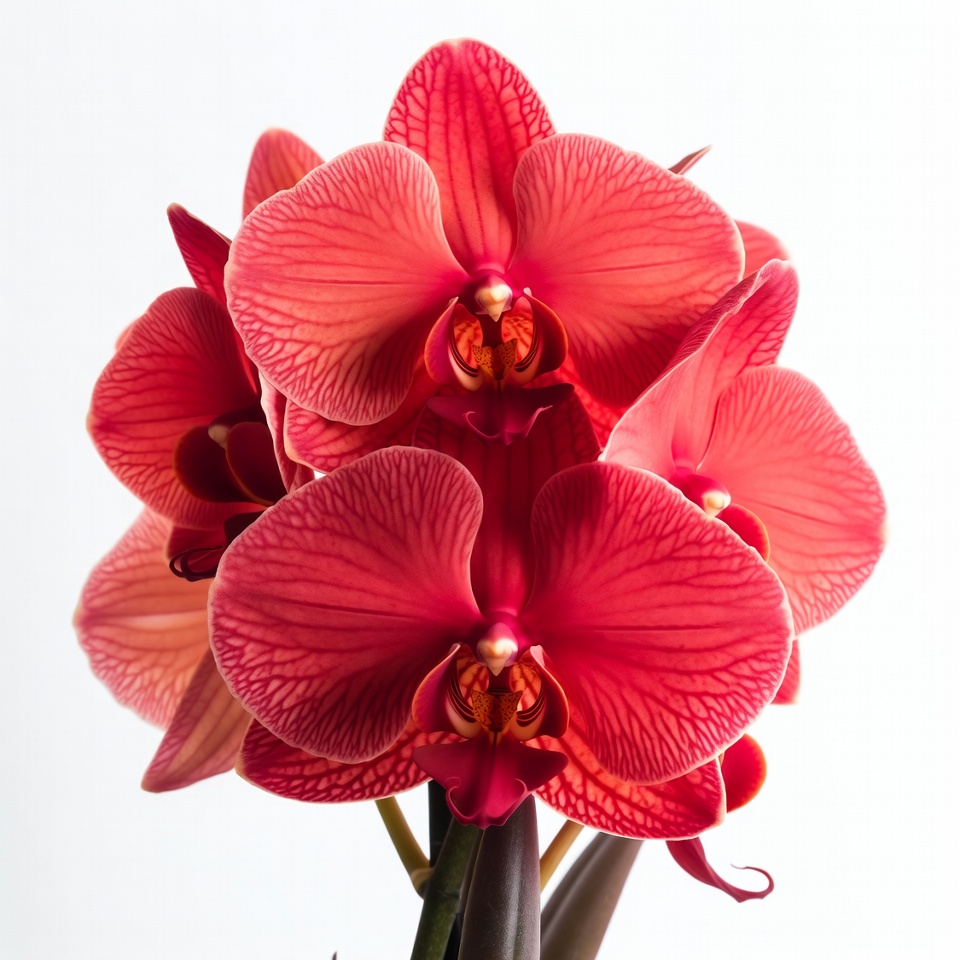 Bright red orchids in close view Bright red orchids in close view