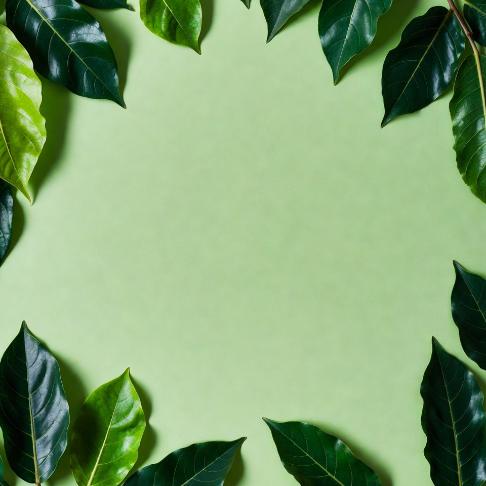 Leaves frame on green background Leaves frame on green background