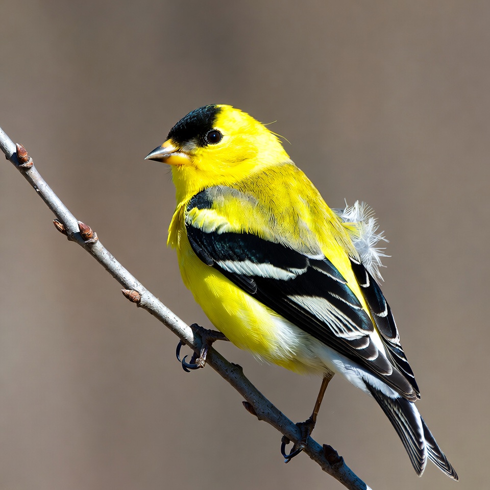 Bright yellow bird on a branch Bright yellow bird on a branch