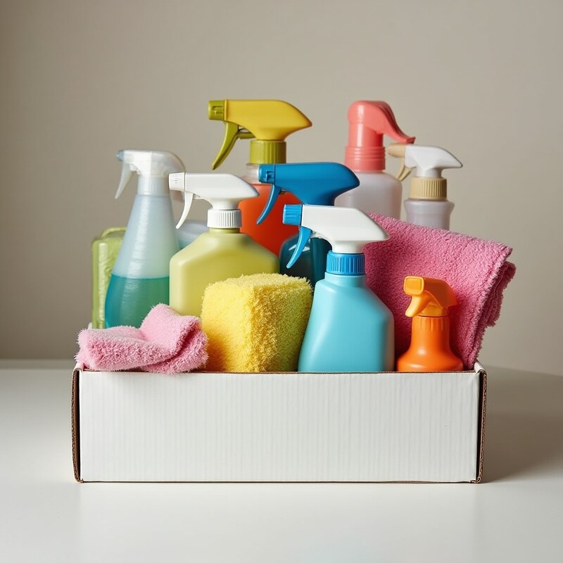 Cleaning supplies on display Cleaning supplies on display