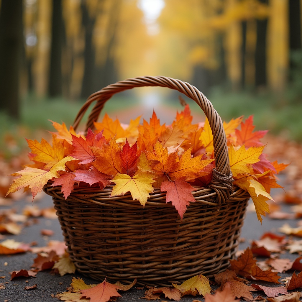 Autumn leaves in a basket Autumn leaves in a basket