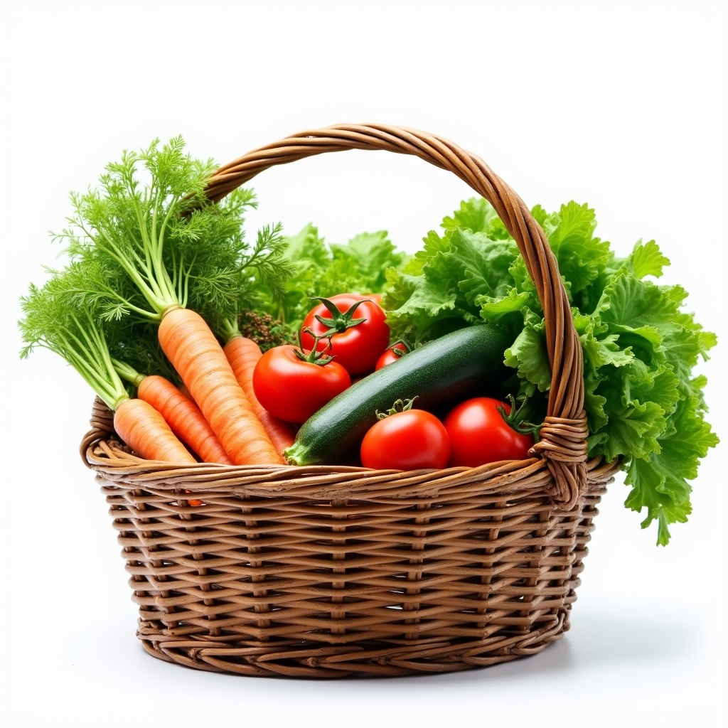 Fresh vegetables in a wicker basket Fresh vegetables in a wicker basket