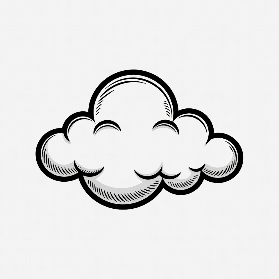 Cloud drawing with simple lines Cloud drawing with simple lines