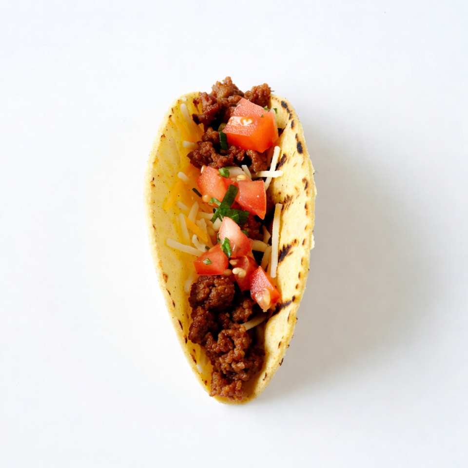 Taco with meat and toppings ready to eat Taco with meat and toppings ready to eat