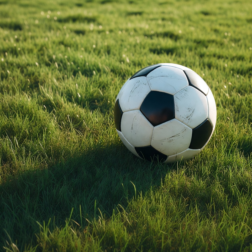 Soccer ball on green grass field Soccer ball on green grass field