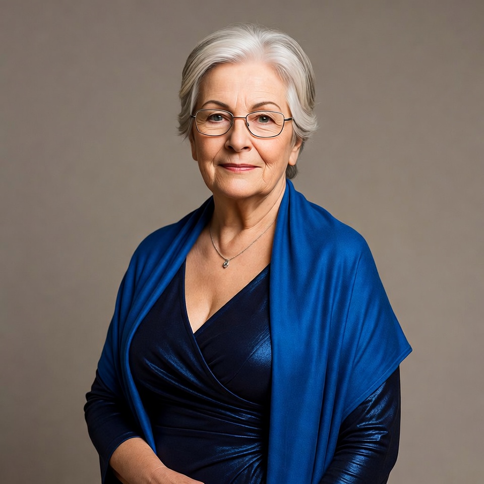 Elderly woman with blue scarf Elderly woman with blue scarf