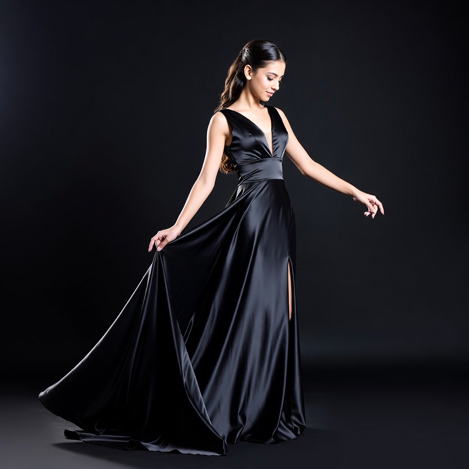 Model poses in black dress Model poses in black dress
