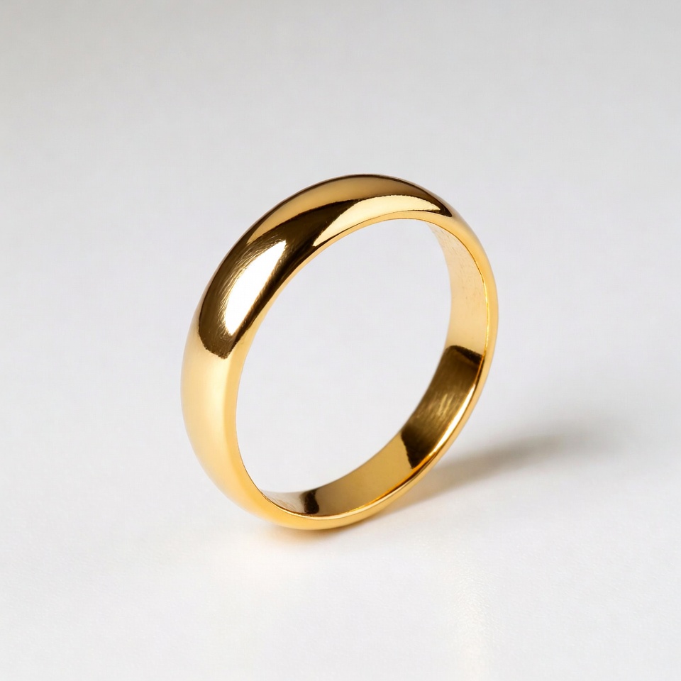 Simple gold ring on a white surface Simple gold ring on a white surface