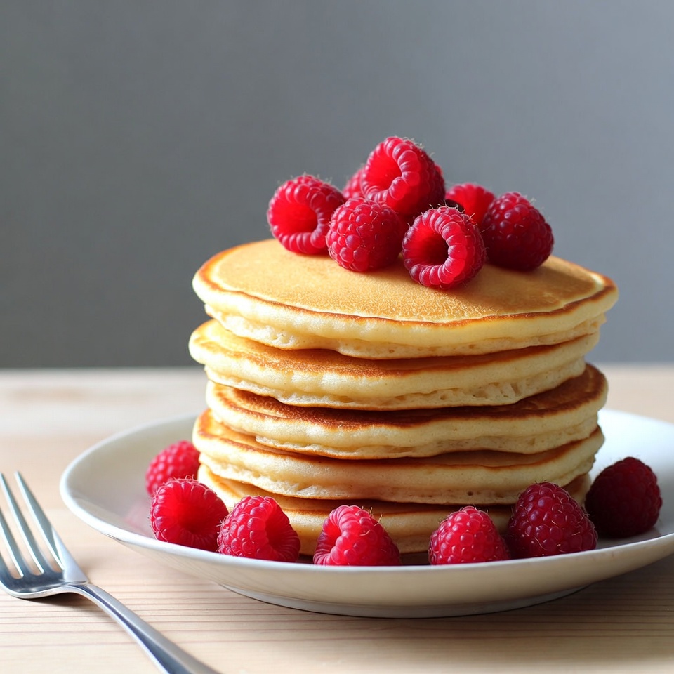 Pancakes with raspberries on a plate Pancakes with raspberries on a plate