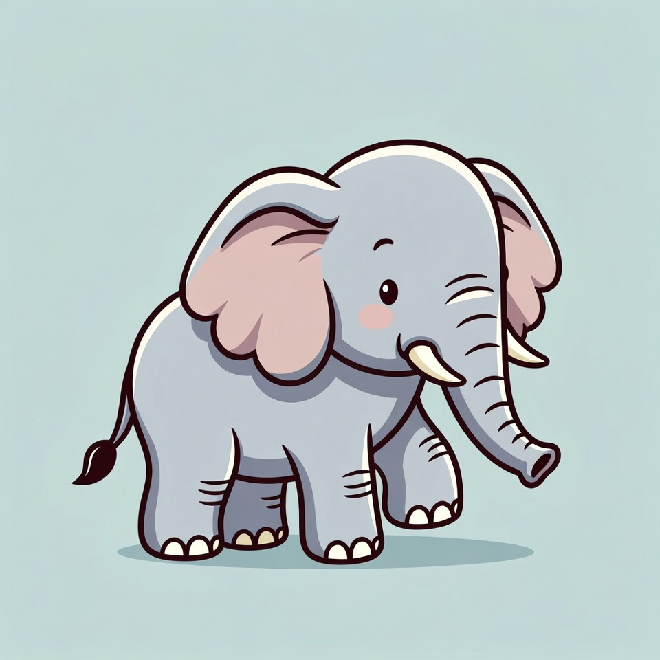 Cute cartoon elephant standing alone Cute cartoon elephant standing alone