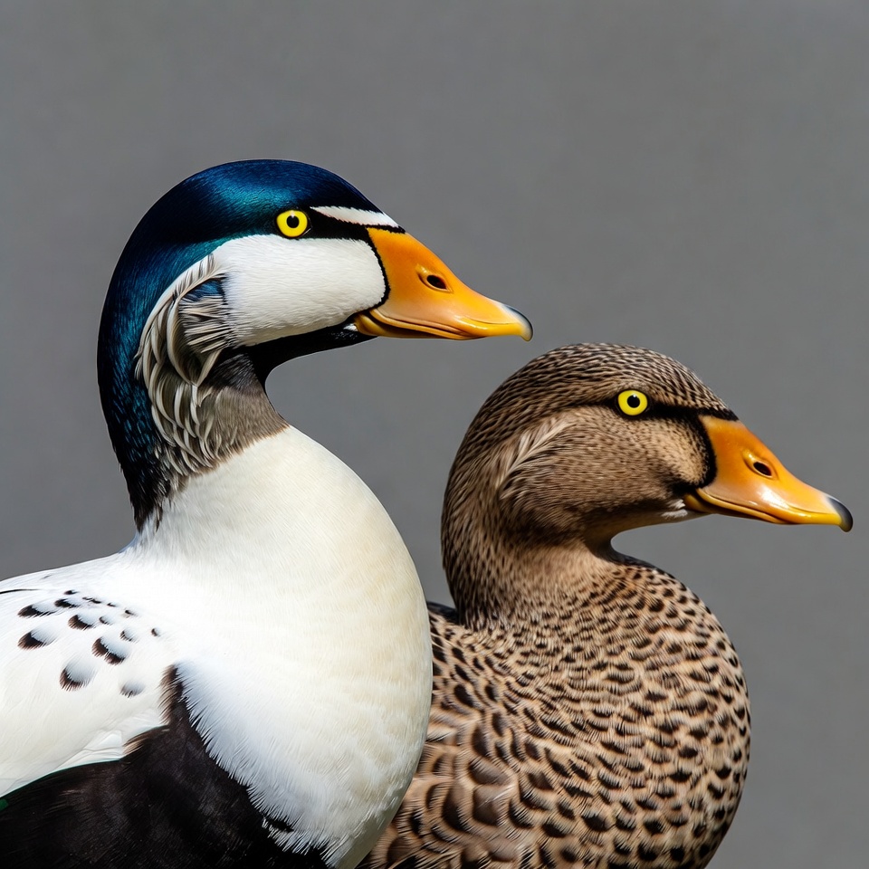 Ducks side by side in focus Ducks side by side in focus