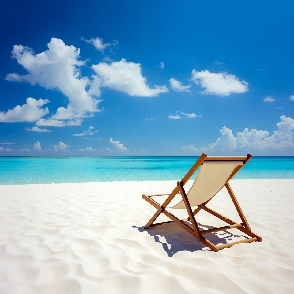Beach chair on sandy shore Beach chair on sandy shore