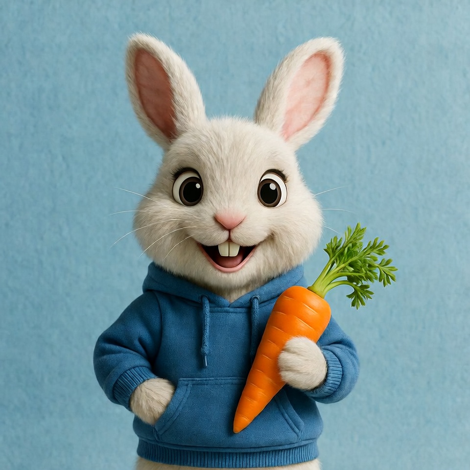 Rabbit holding carrot in hoodie Rabbit holding carrot in hoodie