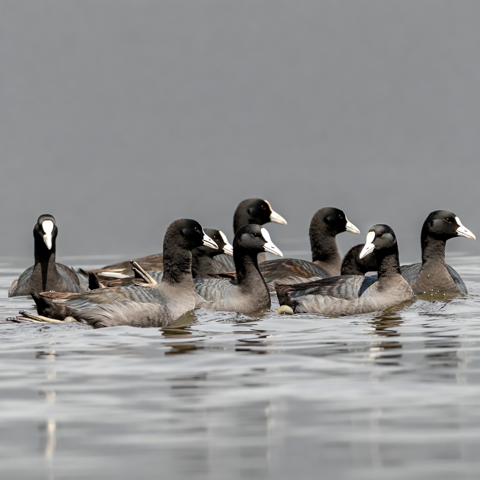 Group of birds swimming in water Group of birds swimming in water