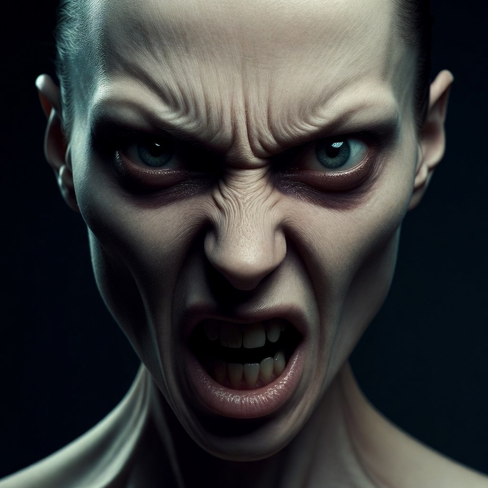 Facial expression of anger in portrait Facial expression of anger in portrait