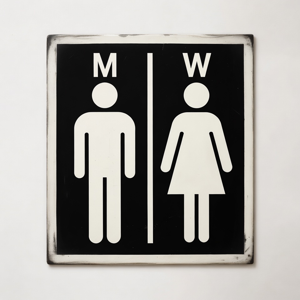 Sign for men's and women's restrooms Sign for men's and women's restrooms