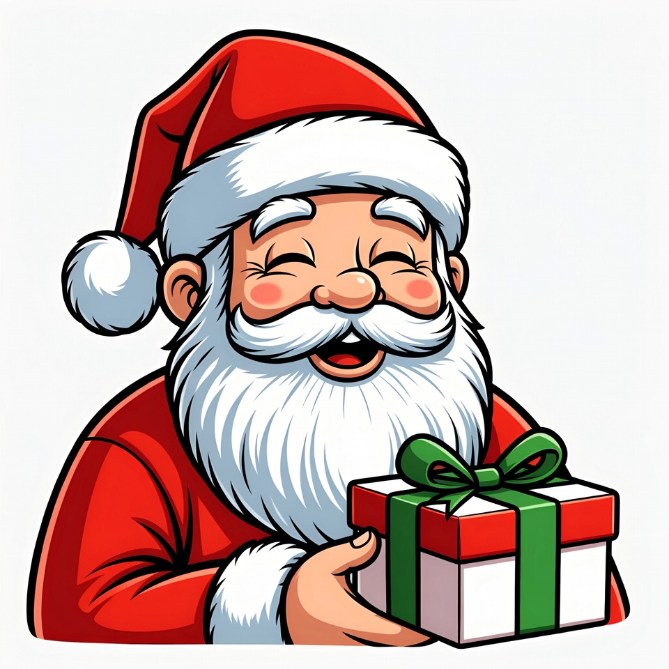 Santa claus holding a gift box Santa claus holding a gift box
