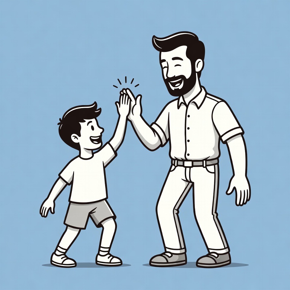 Father and son sharing a high five Father and son sharing a high five