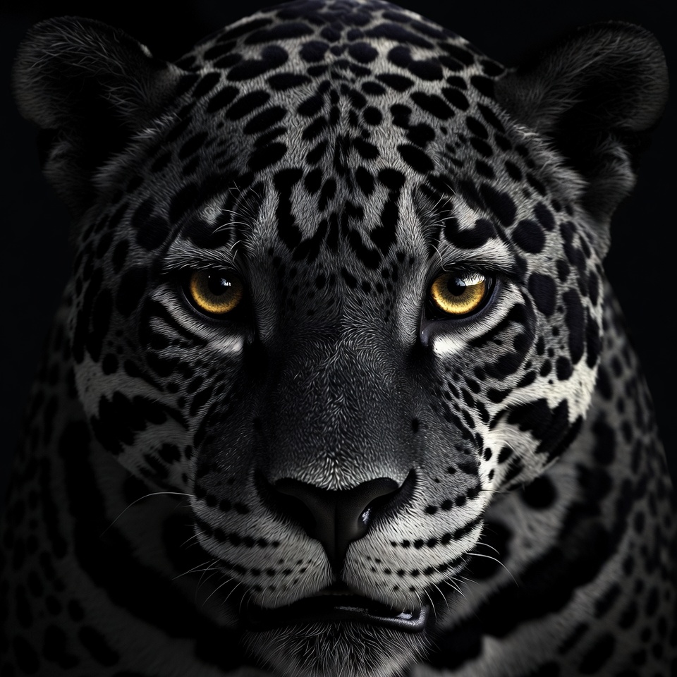 Jaguar close-up with striking features Jaguar close-up with striking features