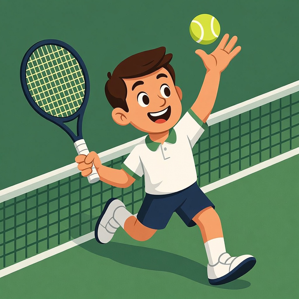 Boy playing tennis on court Boy playing tennis on court