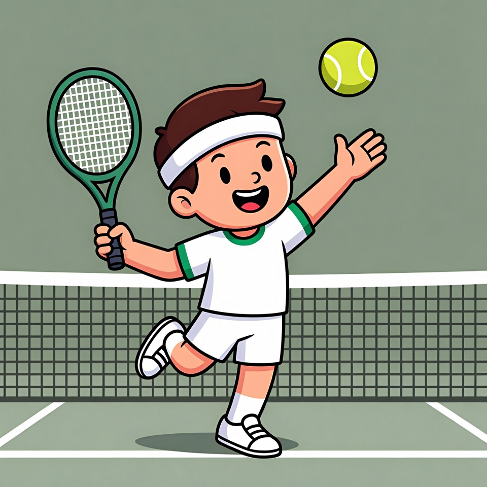 Young boy plays tennis on court Young boy plays tennis on court