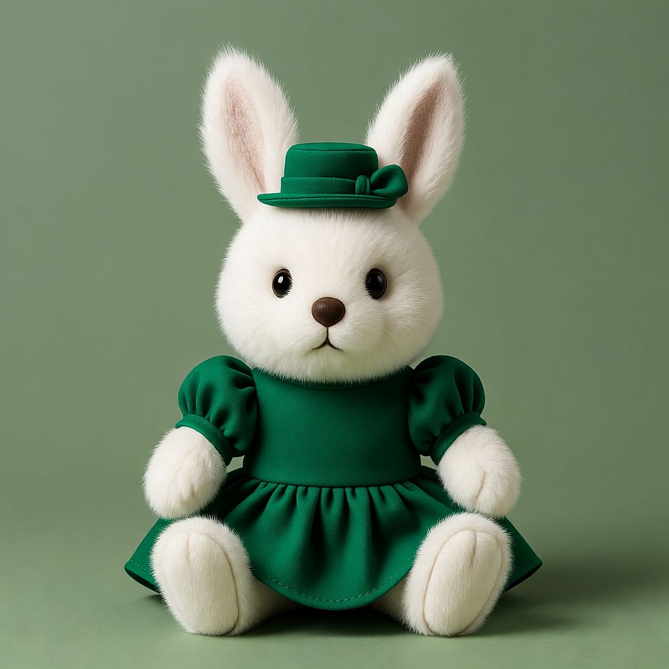 Cute bunny in a green dress Cute bunny in a green dress