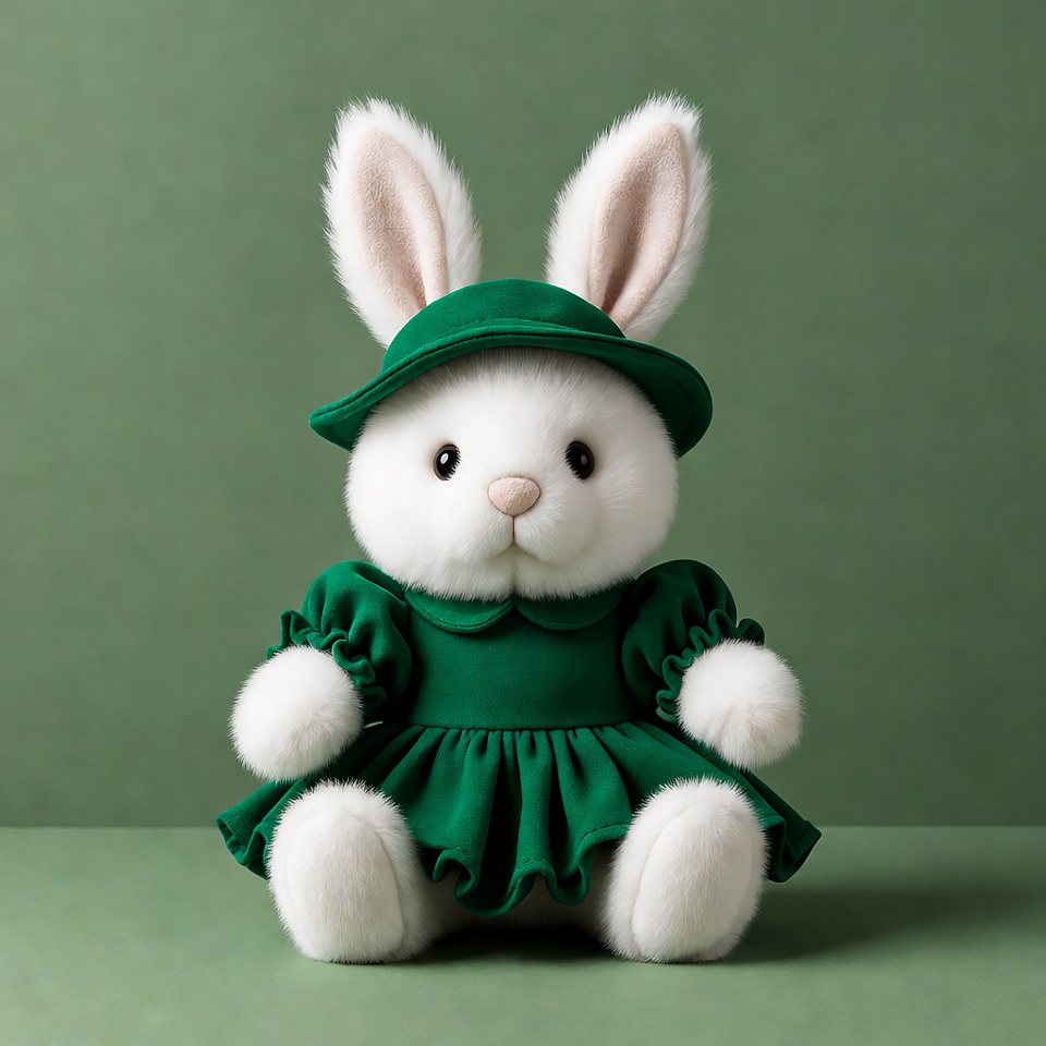 Plush bunny in green outfit Plush bunny in green outfit