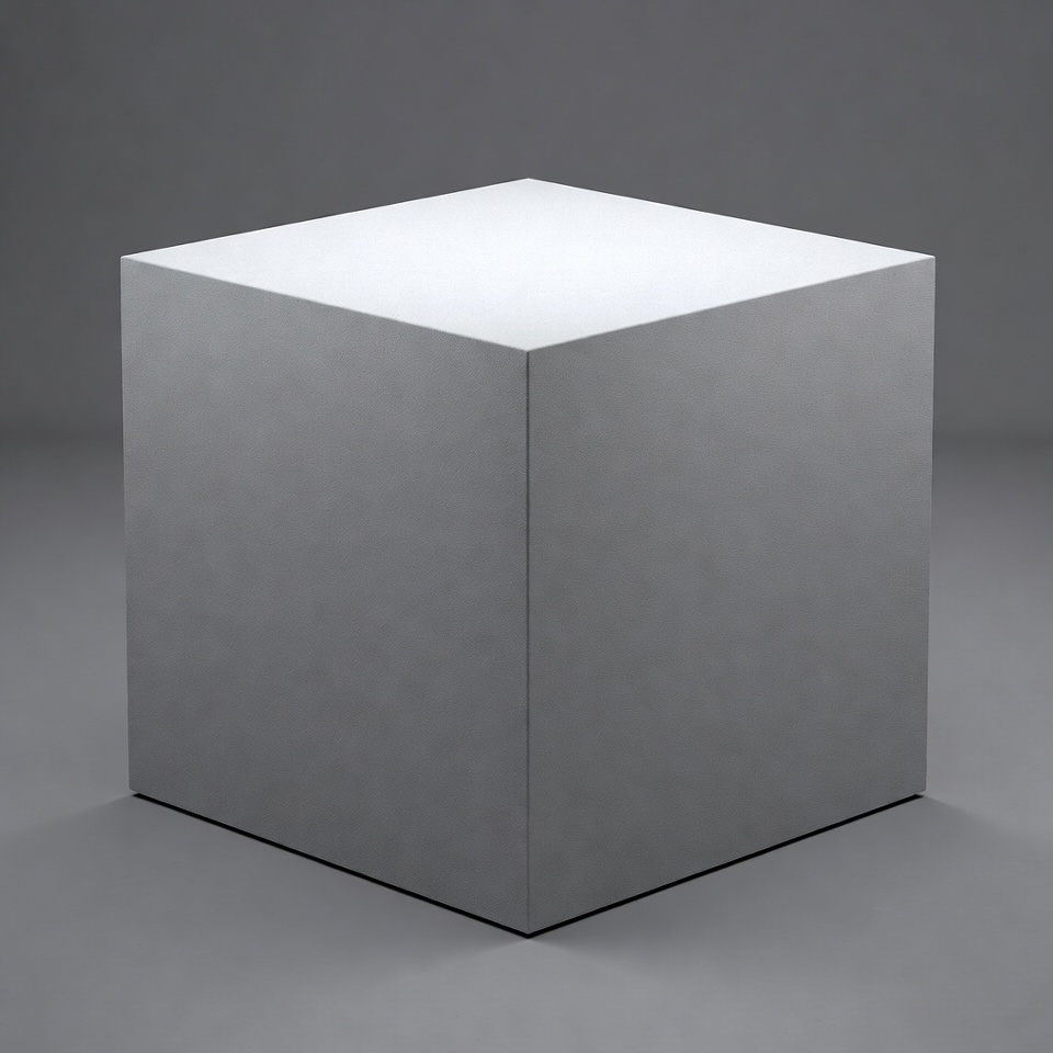 Simple gray cube on a surface Simple gray cube on a surface