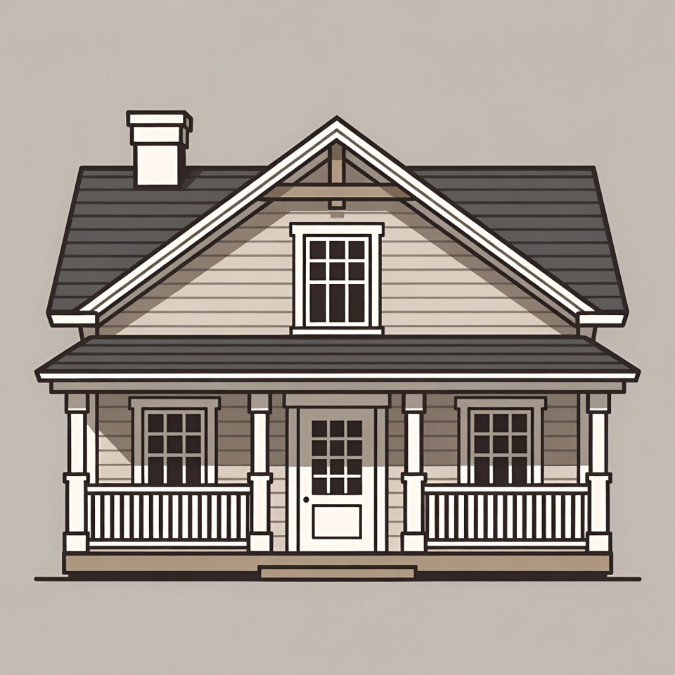 Classic house design with porch and chimney Classic house design with porch and chimney