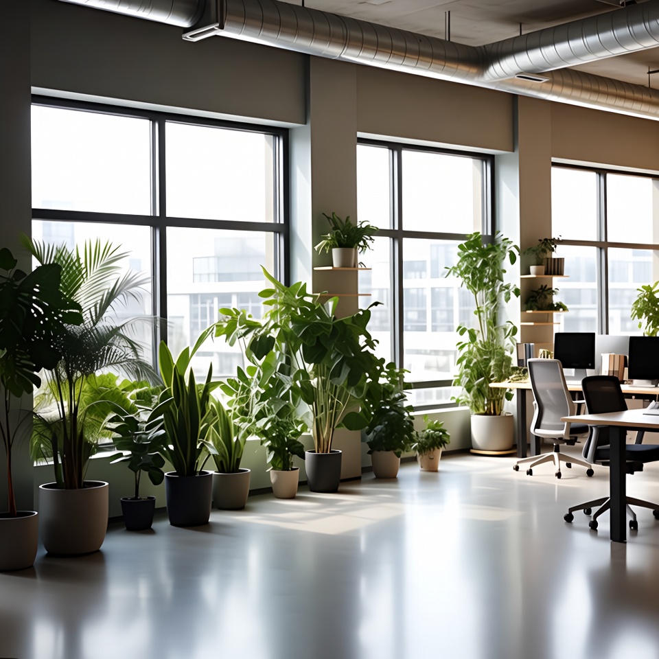 Office space with plants in daytime Office space with plants in daytime
