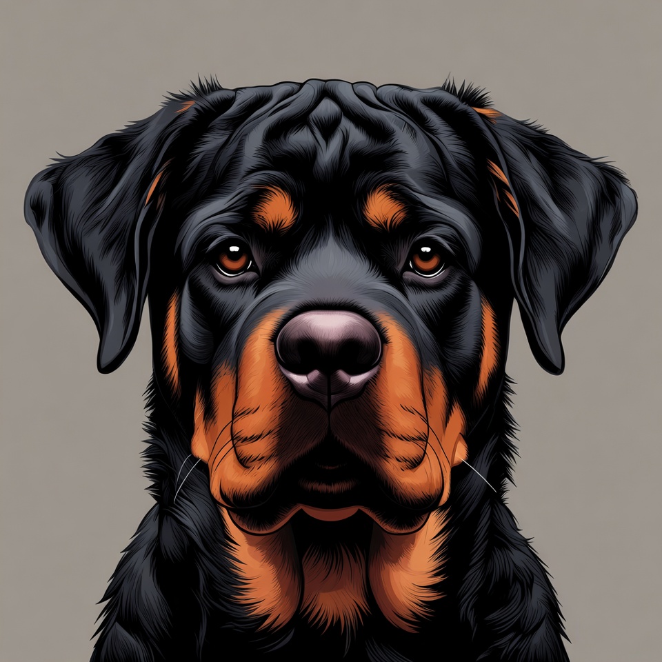 Rottweiler head illustration artwork Rottweiler head illustration artwork
