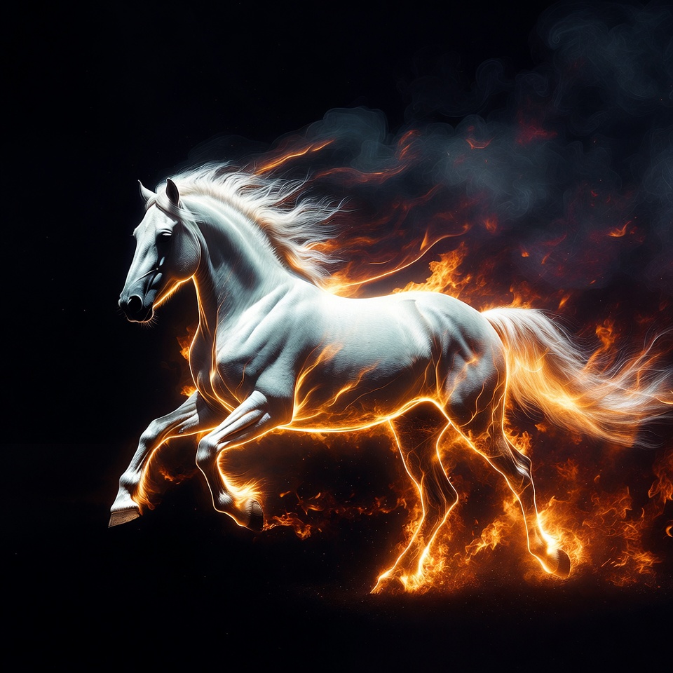 Horse running with fire effects Horse running with fire effects