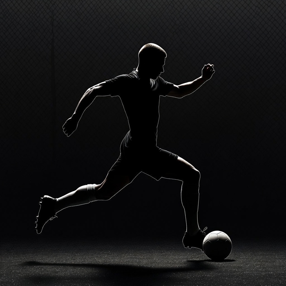 Player strikes ball in dark space Player strikes ball in dark space