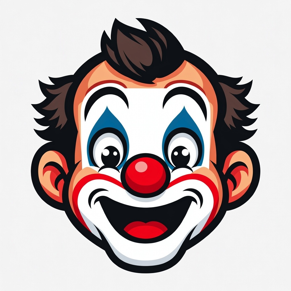 Clown face with bright colors and smile Clown face with bright colors and smile