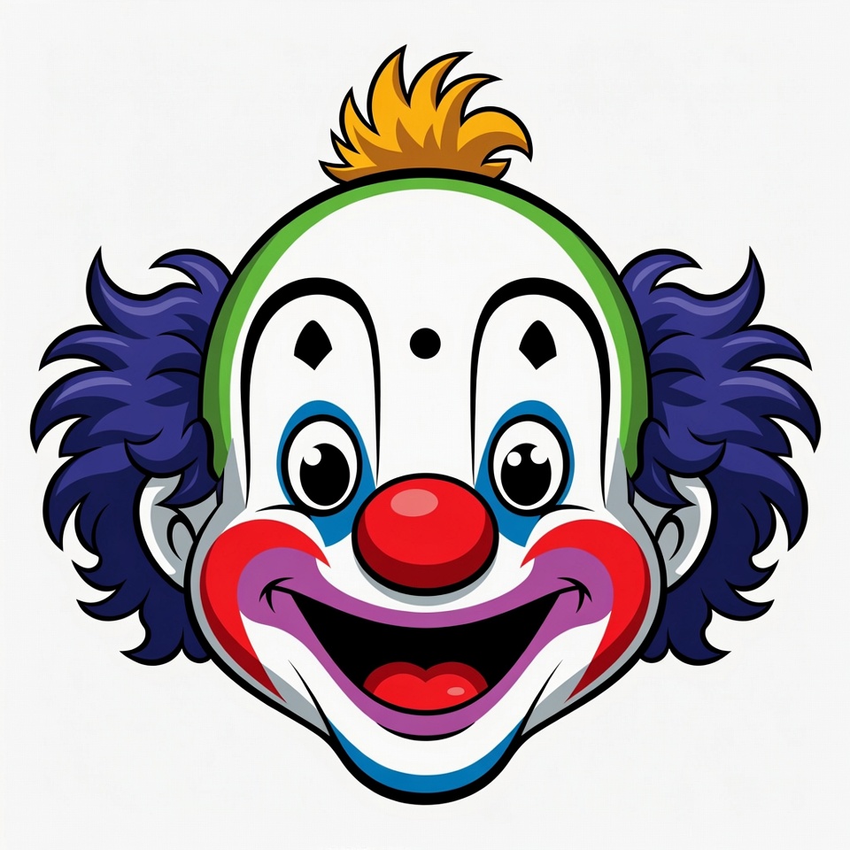 Clown face with colorful hair Clown face with colorful hair