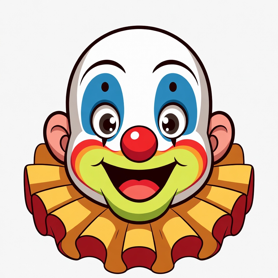 Colorful clown face with big smile Colorful clown face with big smile