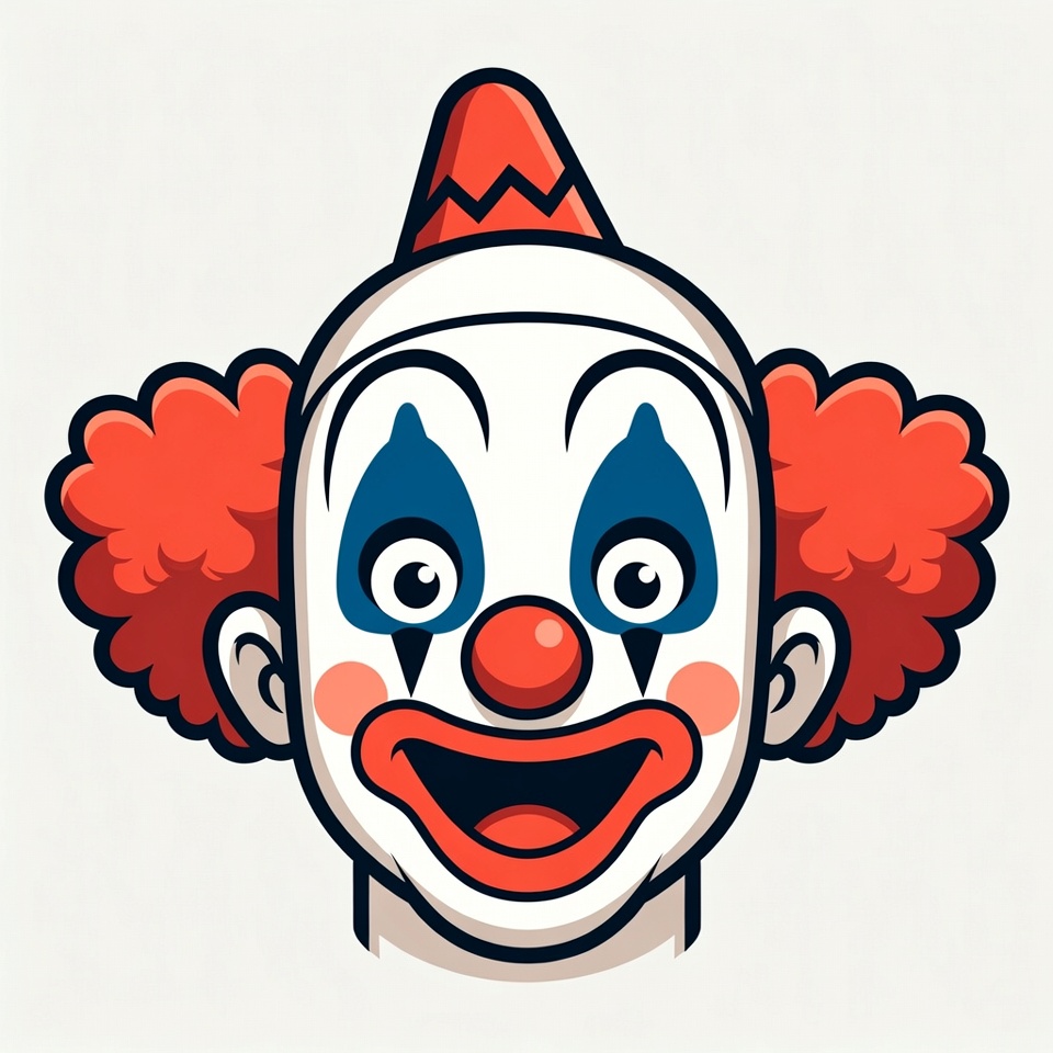Clown face illustration with bright colors Clown face illustration with bright colors