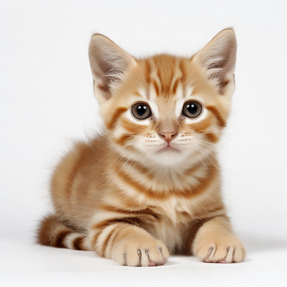 Cute orange tabby kitten on white background Cute orange tabby kitten on white background
