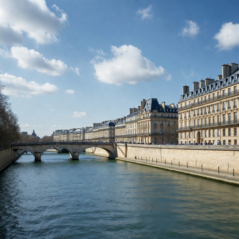 River view of paris buildings and bridge River view of paris buildings and bridge