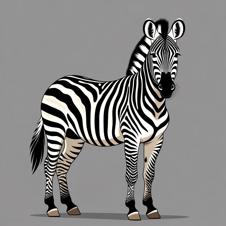 Zebra standing against gray background Zebra standing against gray background