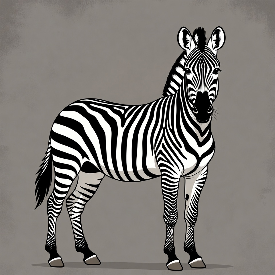 Zebra standing on gray background Zebra standing on gray background